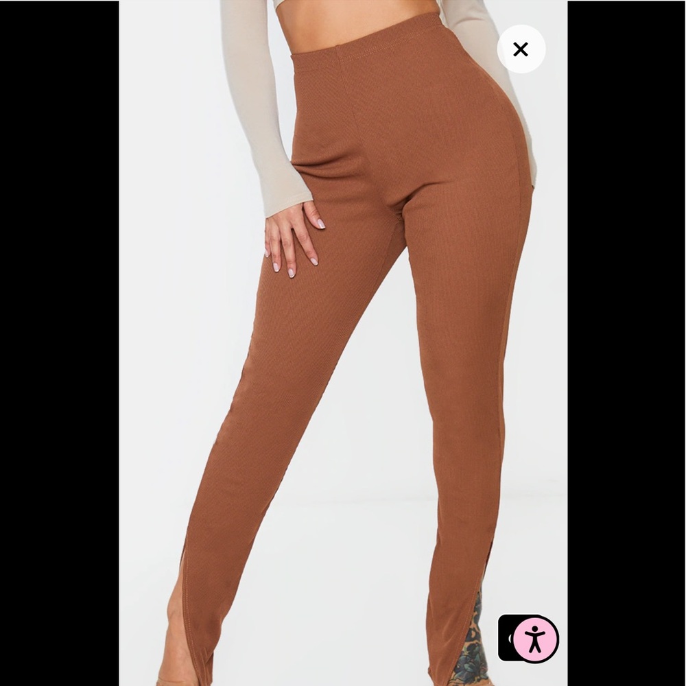 NWT PrettyLittleThing ribbed split hem trouser